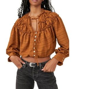 NEW: Free People Hailey Crop Long Sleeve Blouse in Large